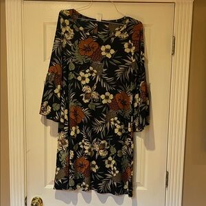 Tropical Floral Long Sleeve Dress